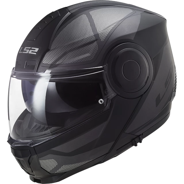 Flip-Up Motorcycle Helmet LS2 FF902 Scope Axis - Black Titanium - Black Titanium