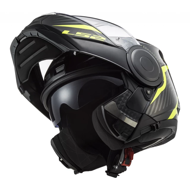 Flip-Up Motorcycle Helmet LS2 FF902 Scope Skid - Black H-V Yellow