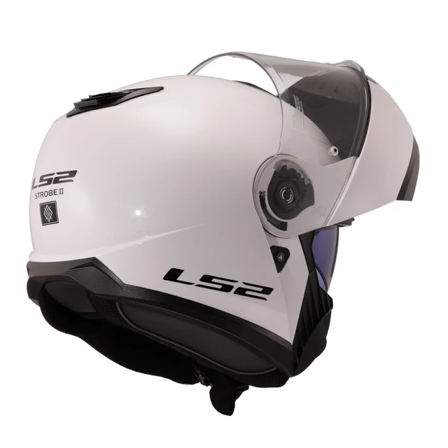 Flip-Up Motorcycle Helmet LS2 FF908 Strobe II Glossy White