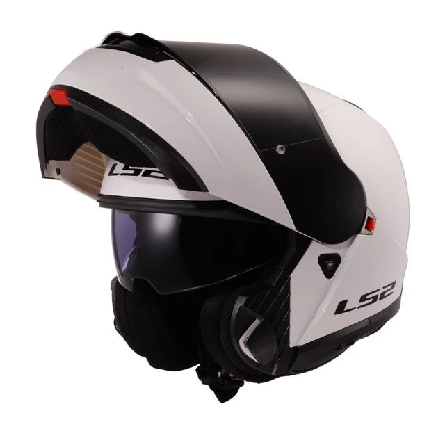 Flip-Up Motorcycle Helmet LS2 FF908 Strobe II Glossy White