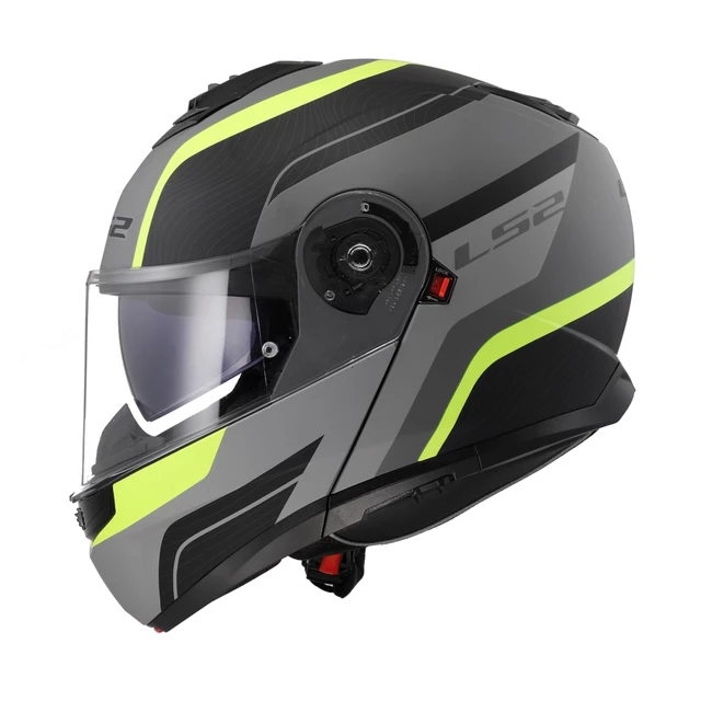 Flip-Up Motorcycle Helmet LS2 FF908 Strobe II Matte Black H-V Yellow