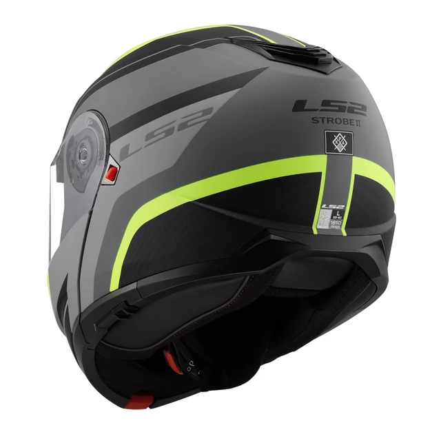 Flip-Up Motorcycle Helmet LS2 FF908 Strobe II Matte Black H-V Yellow