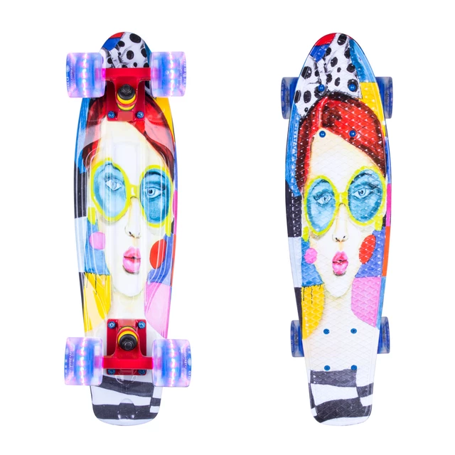 Penny Board ArtFish Face 22” with Light-Up Wheels - Red - Red