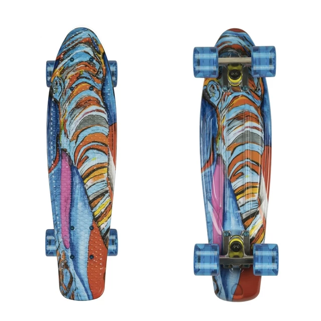 Penny board ArtFish Elephant 22" - stříbrná-transparentní modrá - stříbrná-transparentní modrá