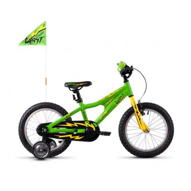 Detský bicykel Ghost Powerkid 16" - Pink / Violet - Green / Yellow