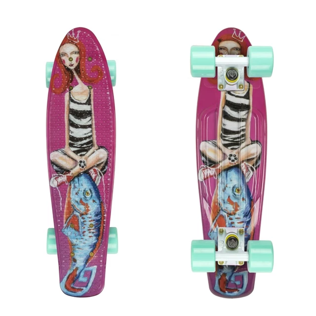 Penny Board ArtFish Girl 22" - Silver-White - White-Green