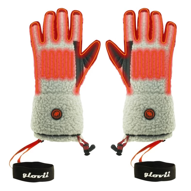 Vyhřívané rukavice ve stylu shearling Glovii GS3 - béžovo-černá - béžovo-černá