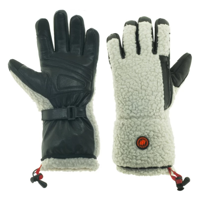Vyhřívané rukavice ve stylu shearling Glovii GS3 - béžovo-černá