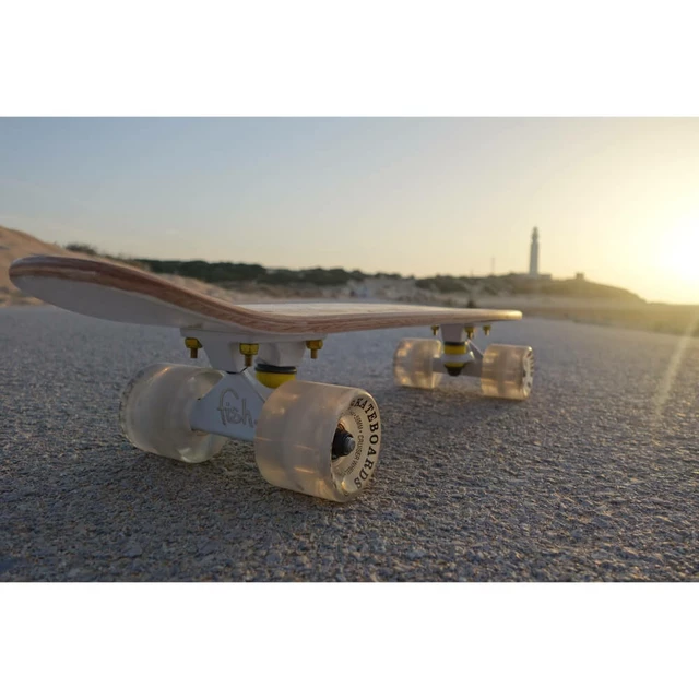 Penny Board Fish Classic Wood - Logo White