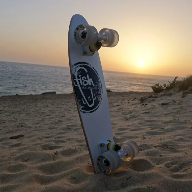 Penny Board Fish Classic Wood - Logo White