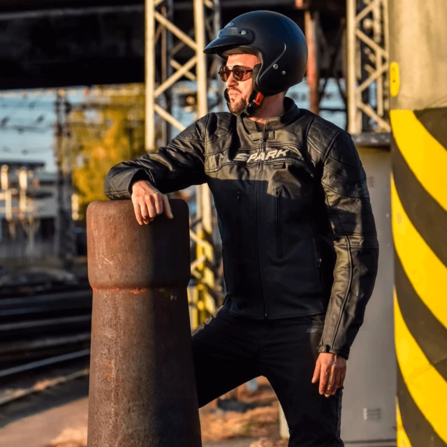 Men’s Leather Moto Jacket SPARK Dark - XL