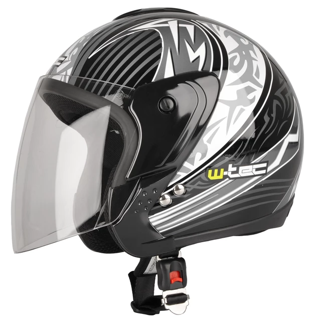 Motorcycle Helmet W-TEC MAX617 - Silver - Black laserian