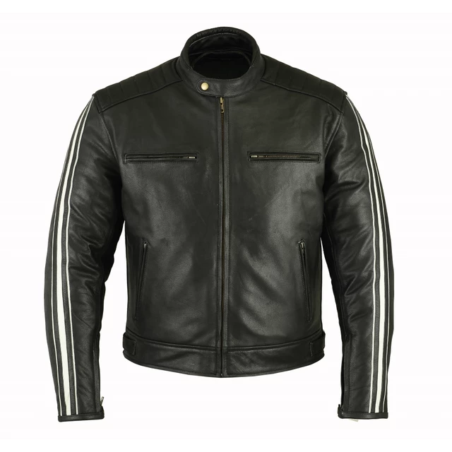 Men’s Leather Jacket B-STAR Aces - Black-White - Black-White