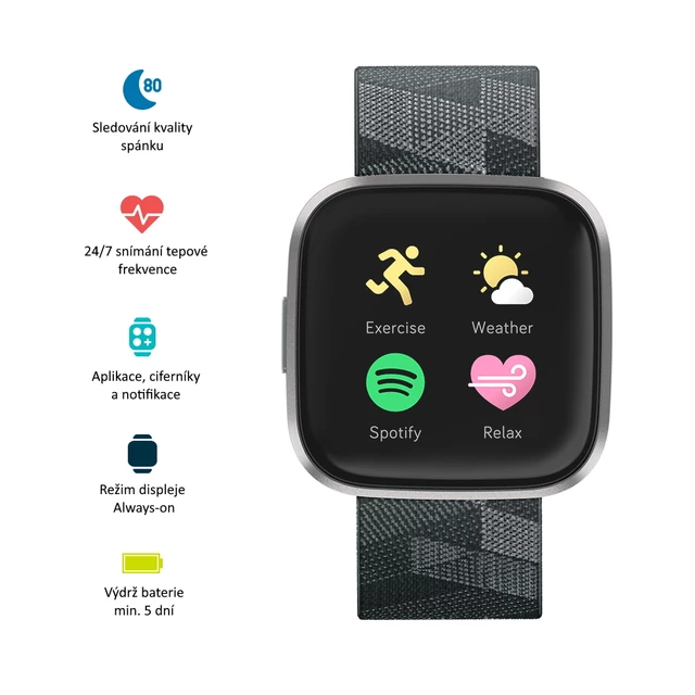 Fitbit Versa 2 Special Edition okosóra füst szürke/szövött szíj