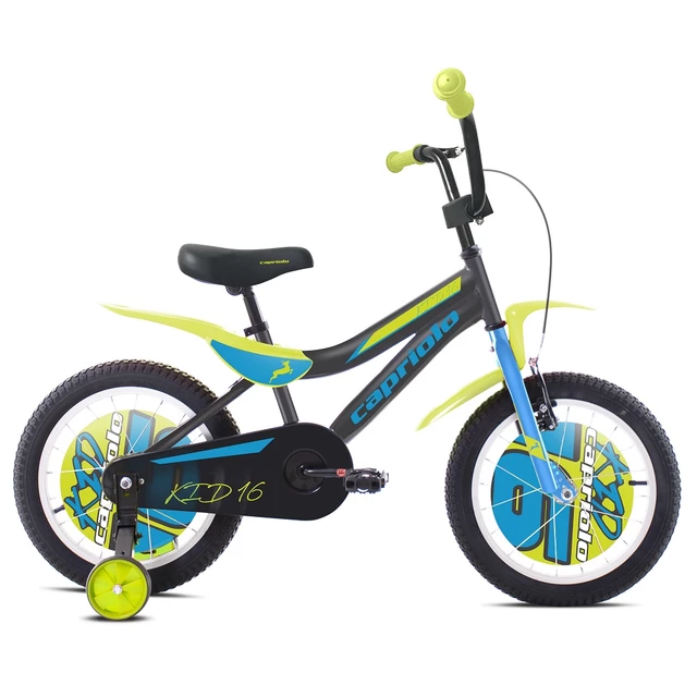 Rower dziecięcy Capriolo Kid 16" - model 2020 - Czarny/pomarańczowy - Niebiesko-szary