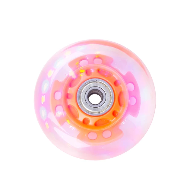 Light Up In-Line Wheel PU 70*24 mm with ABEC 5 Bearings - White - Orange