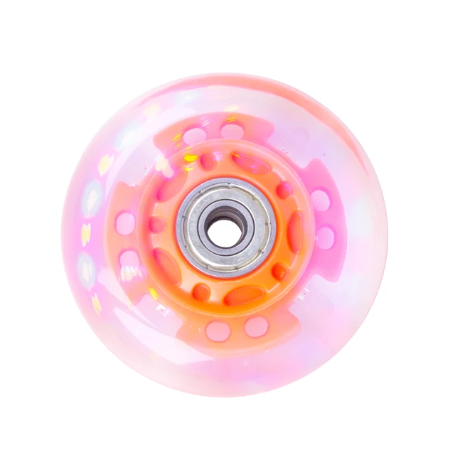 Light Up Inline Skate Wheel PU 72*24mm with ABEC 5 Bearings - Black - Orange
