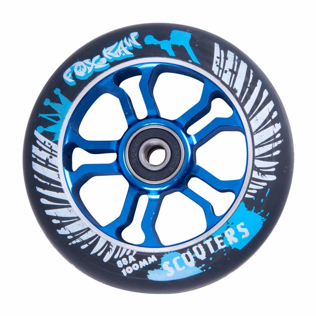Spare wheel for scooter FOX PRO Raw 03 100 mm - Black - Black-Blue with Graphics