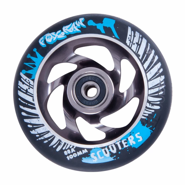 Spare wheel for scooter FOX PRO Raw 03 100 mm - Blue-Red - Black-silver with Graphics