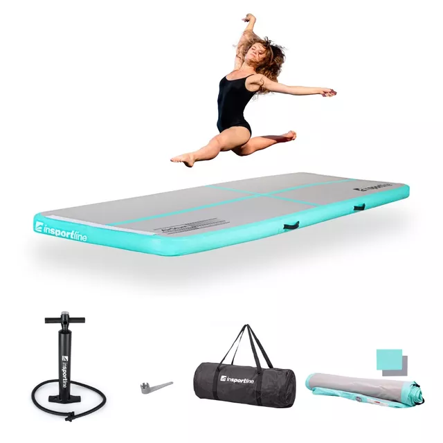 Inflatable Exercise Mat inSPORTline Airstunt 300 x 100 x 10 cm White w/ Hand Pump