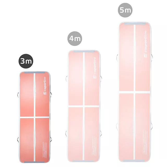 Inflatable Exercise Mat inSPORTline Airstunt 300 x 100 x 10 cm Coral Pink w/ Hand Pump