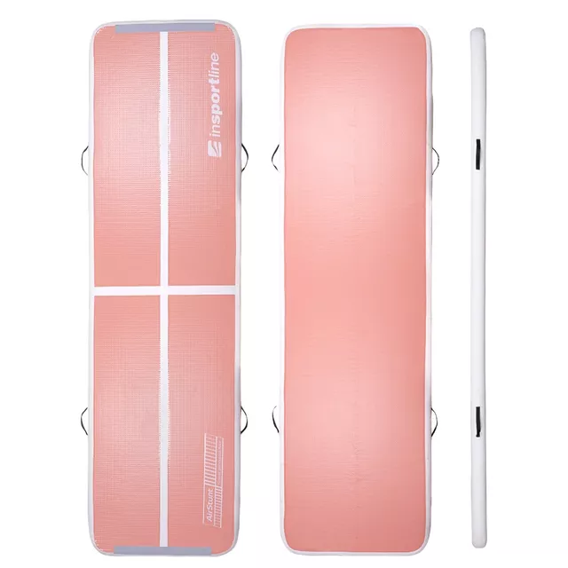 Inflatable Exercise Mat inSPORTline Airstunt 500 x 100 x 10 cm Coral Pink w/ Hand Pump