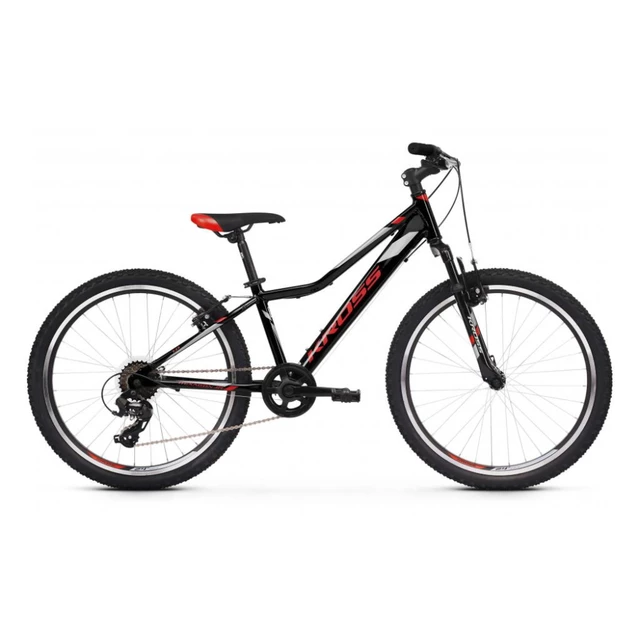 Juniorský bicykel Kross Hexagon JR 1.0 24" SR - model 2021 - čierna/červená/strieborná - čierna/červená/strieborná