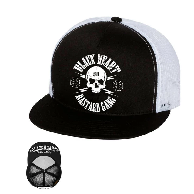 Kšiltovka BLACK HEART Bastard Skull Trucker - bílá