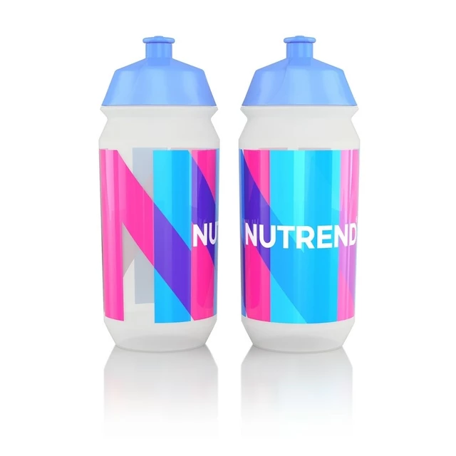 Sports Water Bottle Nutrend Tacx Bidon 019 500 ml - White with Blue-Pink Print - White with Blue-Pink Print