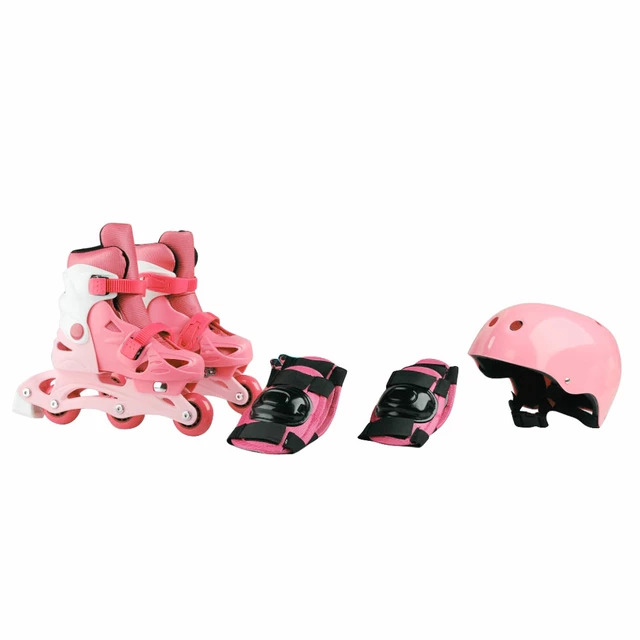 Children’s Inline Skates Laubr TriSkate + Protectors + Helmet - Pink