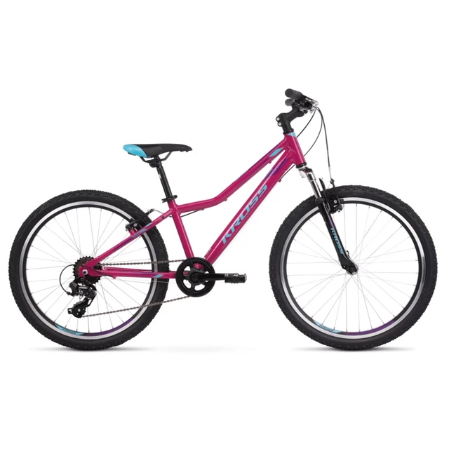 Juniorský dievčenský bicykel Kross LEA JR 1.0 24" - model 2021 - biela/ružová/fialová - ružová/modrá/fialová