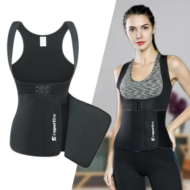 Gorset fitness na ramiączkach stabilizująco wyszczuplający inSPORTline Corbeam - Czarny