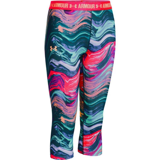 Dievčenské legíny Under Armour Printed Armour Capri - Violet/Tory Blue/Lime - Orient Fusion/Torch Red/Melon