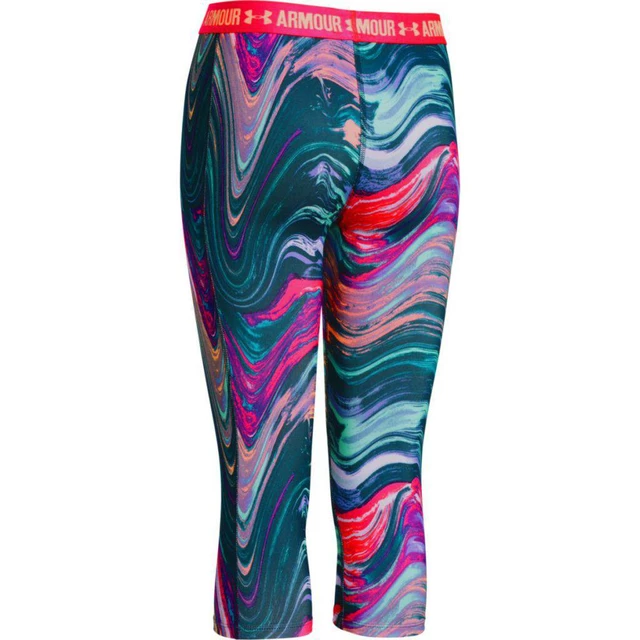 Girls’ Leggings Under Armour Printed Armour Capri - Orient Fusion/Torch Red/Melon