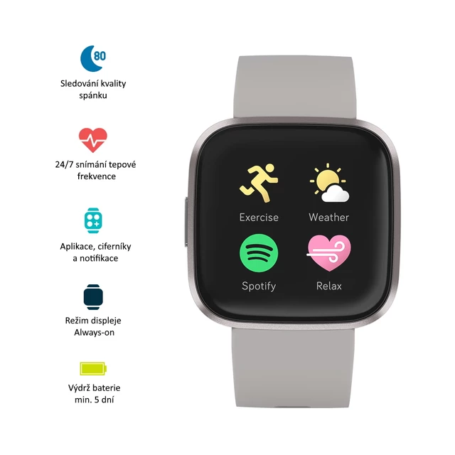 Chytré hodinky Fitbit Versa 2 Stone/Mist Grey - rozbaleno