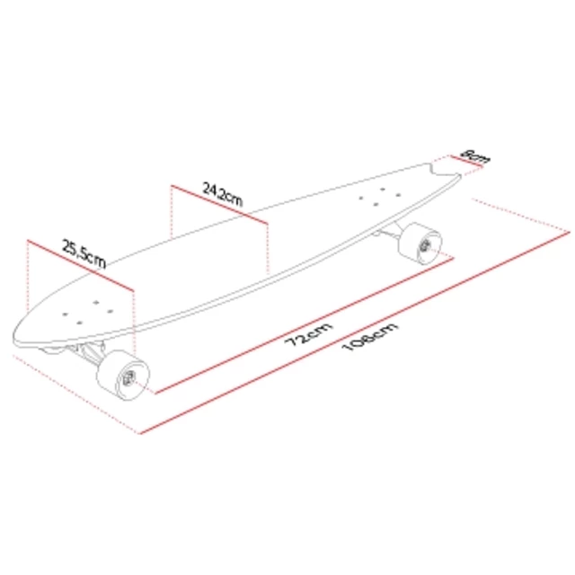 Longboard Street Surfing Fishtail - The Leaf 42" 2015 - strieborný truck