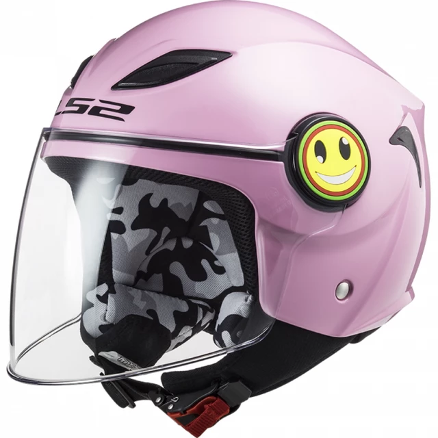 Children’s Open Face Motorcycle Helmet LS2 PF602 Funny - Croco Gloss White - Gloss Pink