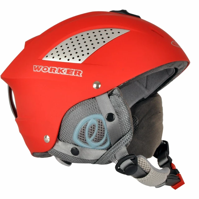 WORKER Snow HI-FI Helmet - Silver and Graphics - Red