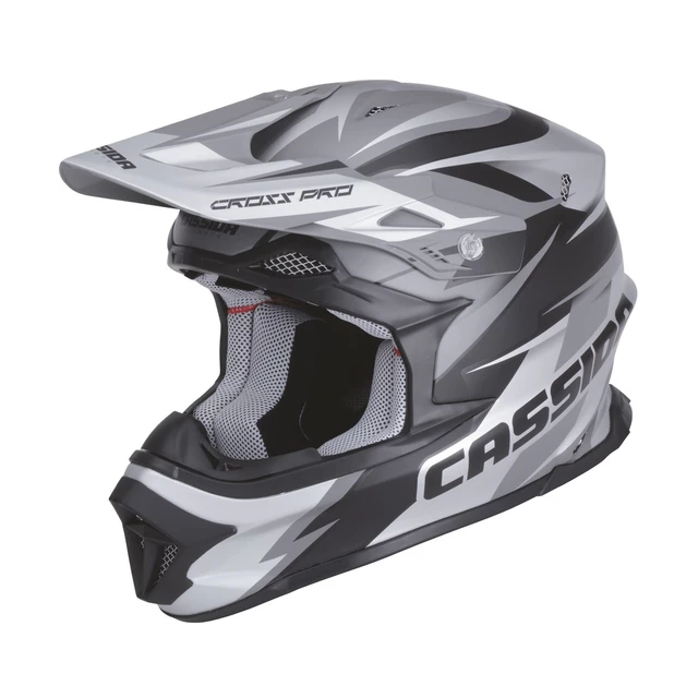 Motocross Helmet Cassida Cross Pro - Red/Fluo Yellow/Black, S(55-56) - Black Matte/Grey