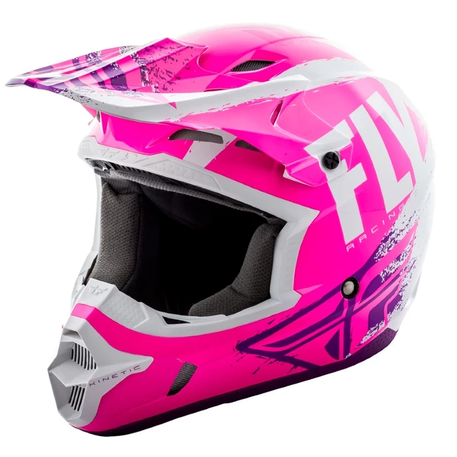 Motocross Helmet Fly Racing Kinetic Burnich - Neon Pink/White/Purple