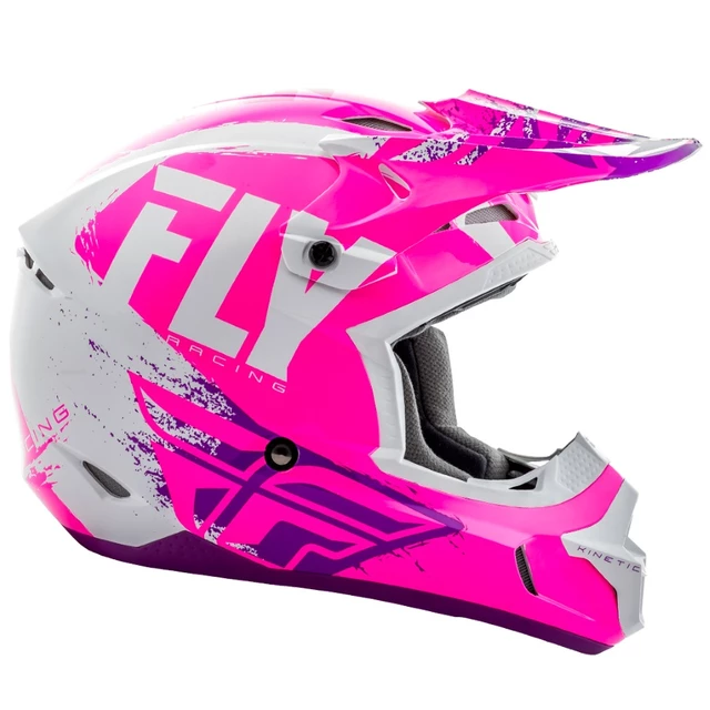 Fly Racing Kinetic Burnich Motocross Helm - neon rosa/weiss/violett