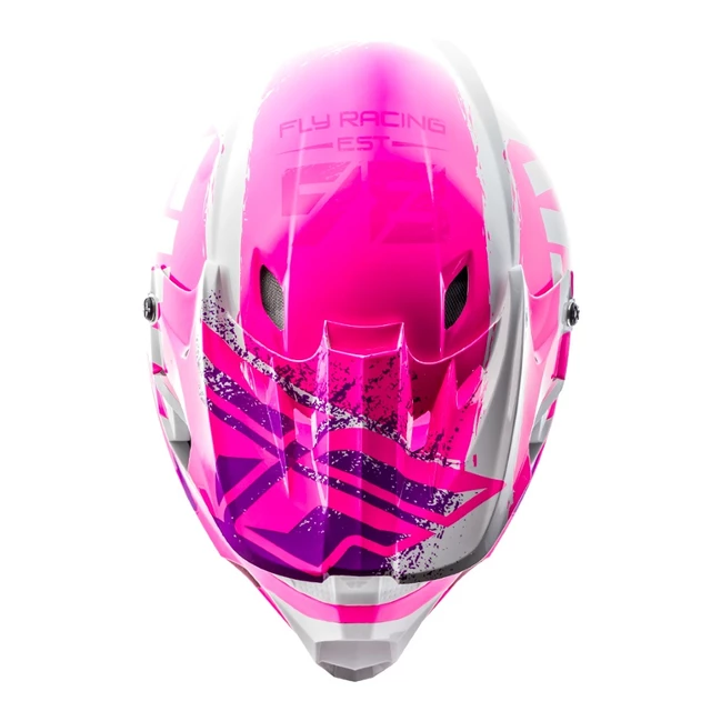 Fly Racing Kinetic Burnich Motocross Helm - neon rosa/weiss/violett