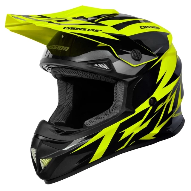 Motocross Helmet Cassida Cross Cup Two - Fluo Orange/White/Black/Grey, S(55-56) - Fluo Yellow/Black/Grey
