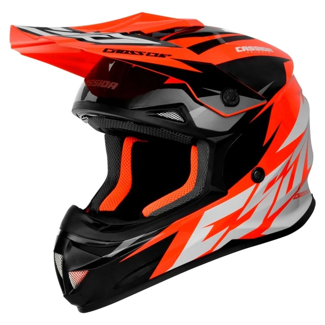 Motocross Helmet Cassida Cross Cup Two - Fluo Orange/White/Black/Grey, S(55-56) - Fluo Orange/White/Black/Grey