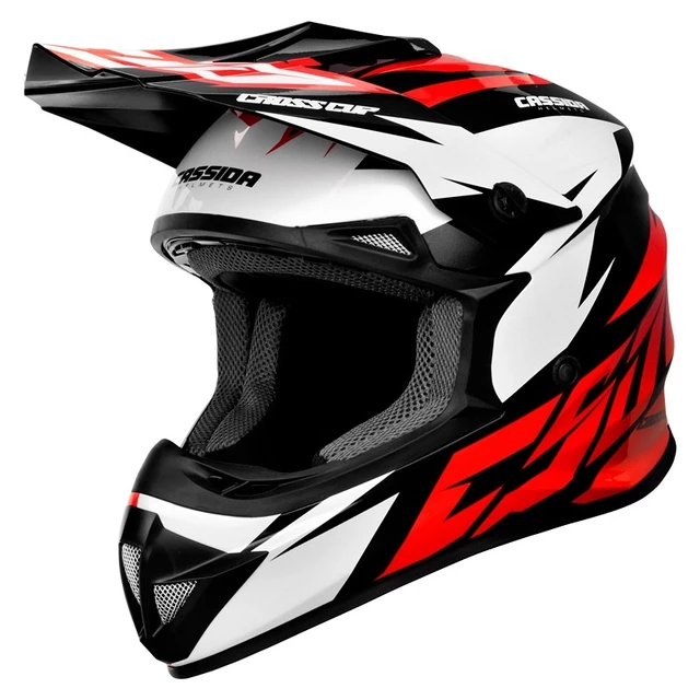 Motocross Helmet Cassida Cross Cup Two - Fluo Orange/White/Black/Grey, L(59-60) - Red/White/Black