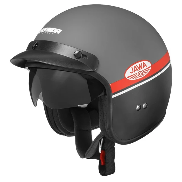 Cassida Oxygen Jawa OHC Motorradhelm - rot matt/schwarz/weiß - grau matt/rot/schwarz/weiß