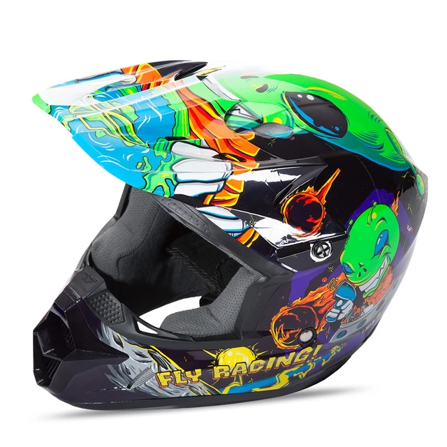 Children's Motocross Helmet Fly Racing Kinetic Youth Invasion - Grey - Green-Black