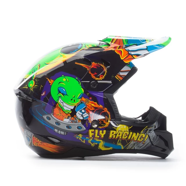 Children's Motocross Helmet Fly Racing Kinetic Youth Invasion - Green-Black