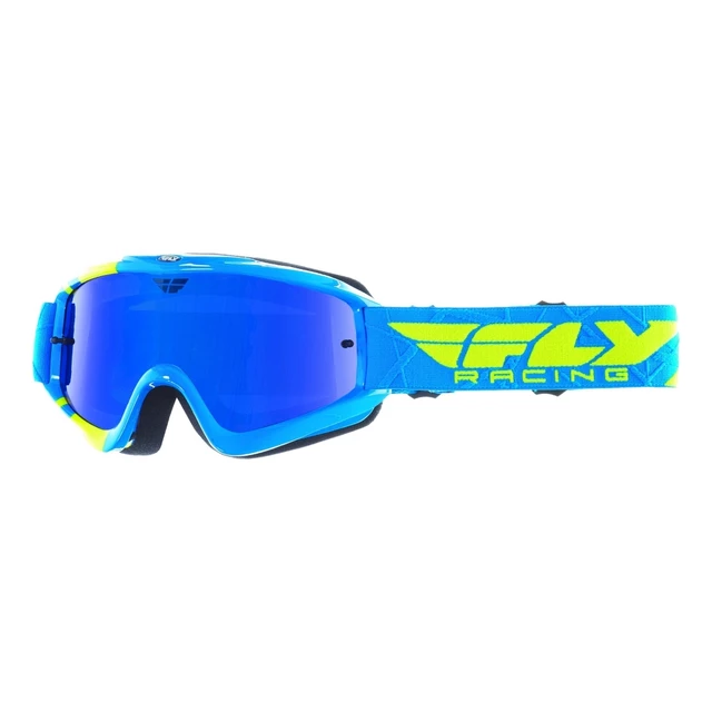 Motocross Goggles Fly Racing RS Zone - Black/Pink,Mirror Plexi with Pins for Tear-Off Foils - Blue/Yellow Fluo, Mirror/Blue Plexi with Pins for Tear-Off Foils
