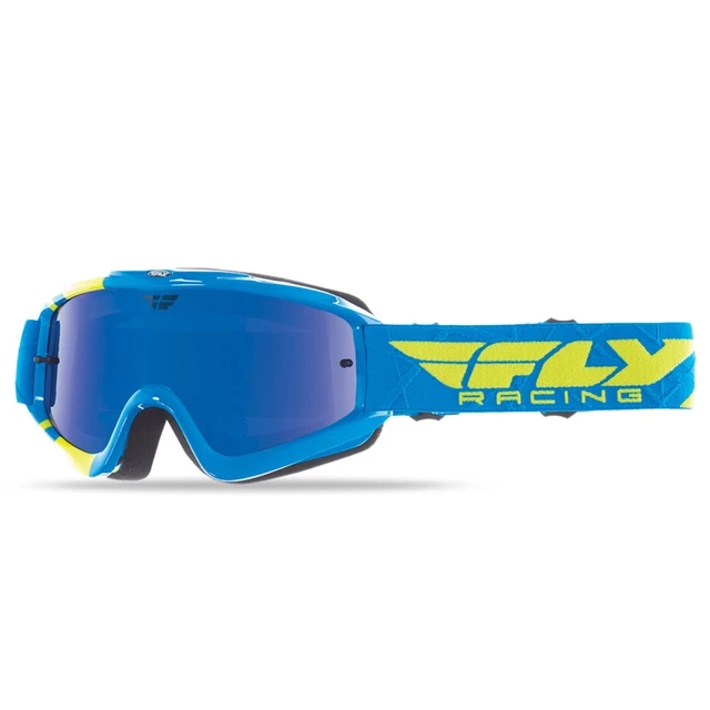 Detské motokrosové okuliare Fly Racing RS Zone Youth 2018 - modré/žlté fluo, zrkadlové/modré plexi s čapmi pre slidy